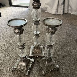 3 Antique Candle Holders 