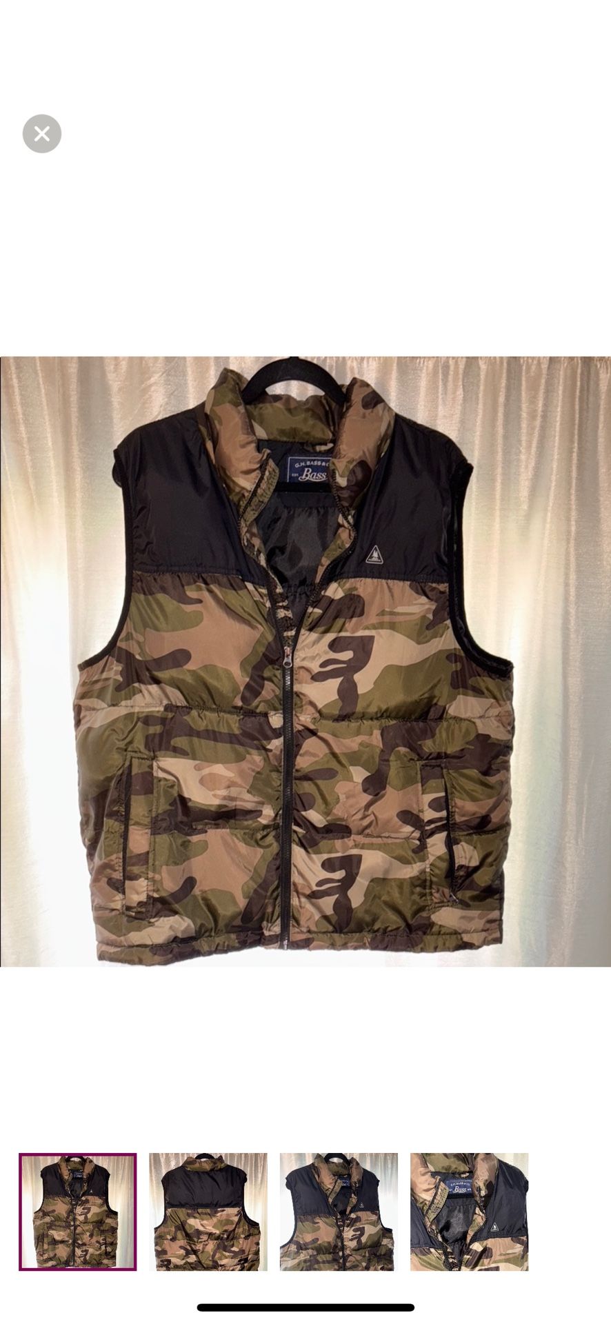 Bass Men's Camo and Black Puffer Vest