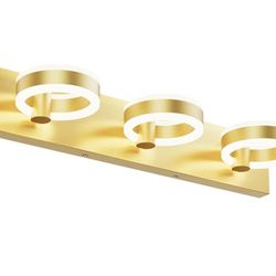 Phixart LED 3-light Vanity Fixture Gold Rotatable Lamps Dimmable 24in New