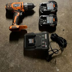 Rigid Drill 18v, Charger And 2 Batteries. 