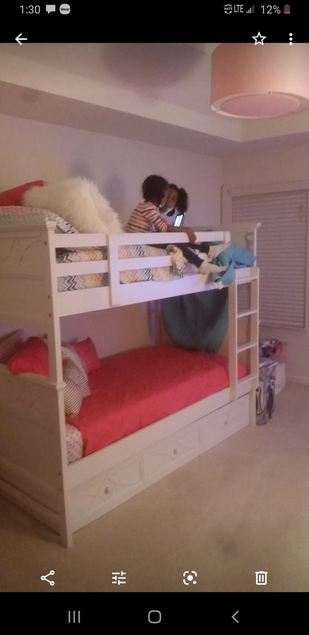 Twin bunk beds with both mattress