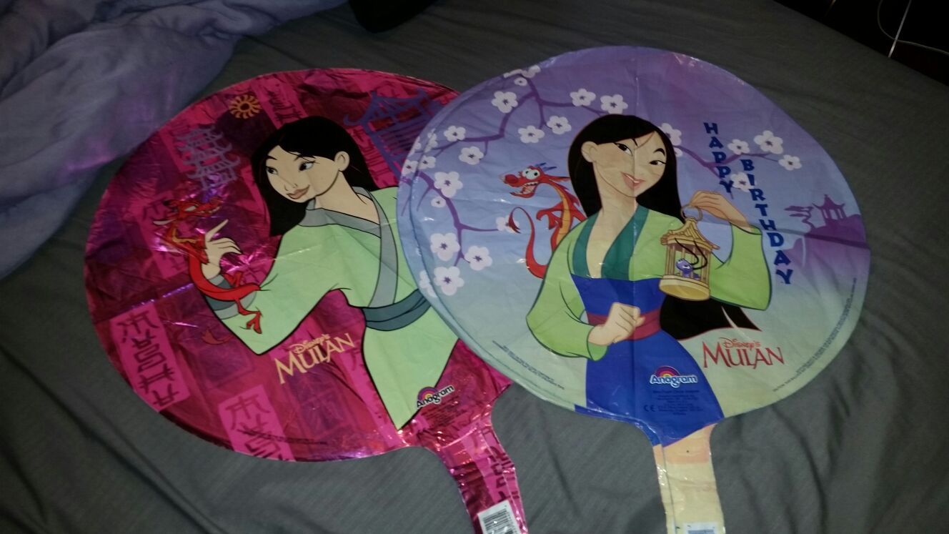 4 pc Mulan birthday mylar balloons