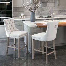 Set Of 2 Counter Height Bar Stools - White