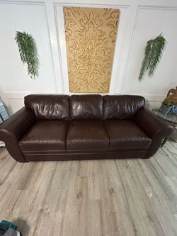 Brown Leather 3-Seat Sofa