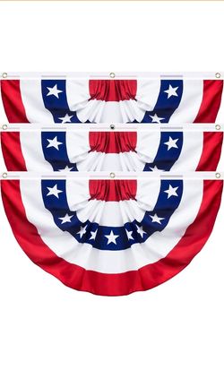 Box of 9 3 X 6 Feet American US Patriotic Half Fan Bunting Flag
