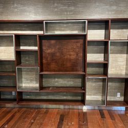 Handcrafted Oak Wood Bookcase and Credenza for Sale!