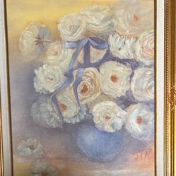 Blue Ribbons In Blue Vase 