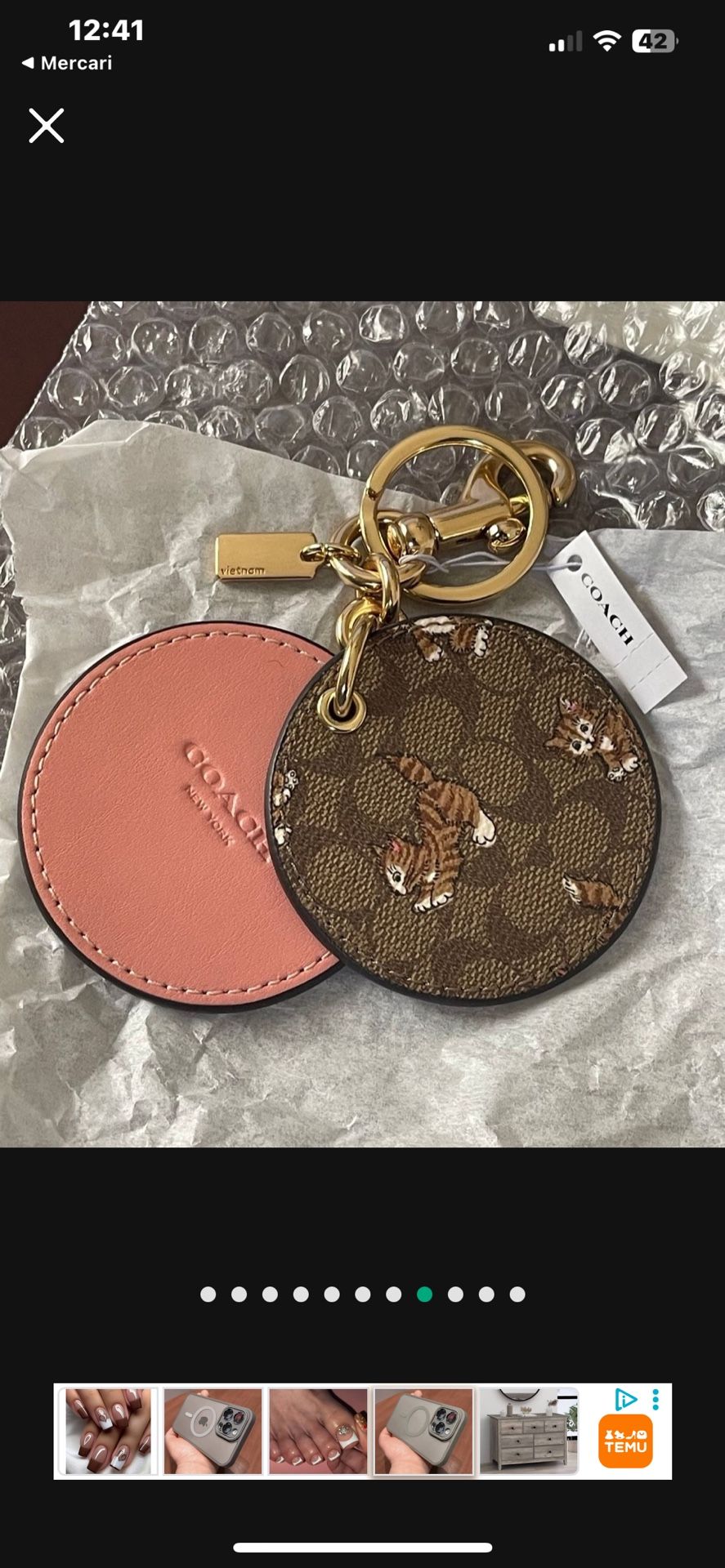 COACH Kitty Keychain With Mirror