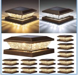 New Mlambert 12 Pack Solar Post Cap Lights Outdoor, Waterproof Deck Fence Post Light for 4x4 Wood/Vinyl Posts, 6x6 Wooden Posts, Cool/Warm Lighting, B
