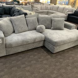 Deep Oversized Light Grey Sectional
