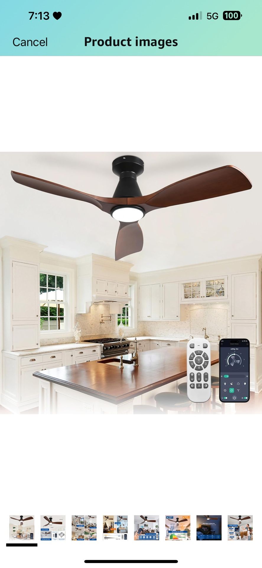Depuley 42-Inch Ceiling Fans with Lights: Walnut 3 Blade Flush Mount Low Profile Ceiling Fan for Bedroom - Dimmable Indoor Outdoor