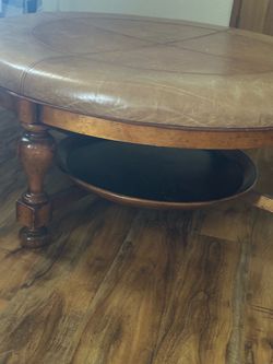 Big coffee table with Leather padded top