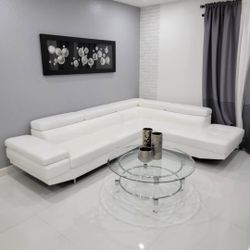 White Sectional Sofa Modern Leather Modern NEW