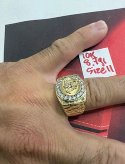 10K Solid Gold Ring For Wedding CUBIC ZIRCONIUM STONES 8.7Gr Size 11
