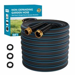 Amolok 50FT Non-Expanding Garden Hose, Ultra-Lightweight Water Hose, Kink-Free, Burst-Resistant, Durable & Flexible Hose, All-Weather Outdoor Hose for
