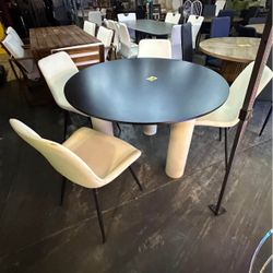 46” Wooden Round Dining Table and. 4 Chairs