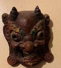 Historical Wood Artifact Shaman Exorcism Mask
