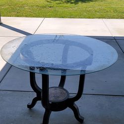 Glass Top Patio round Metal Table
