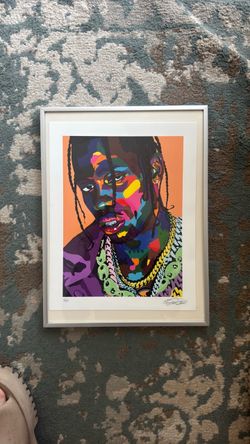 Hand Painted Travis Scott Poster with Frame