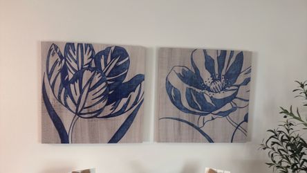 Large canvas with blue flowers