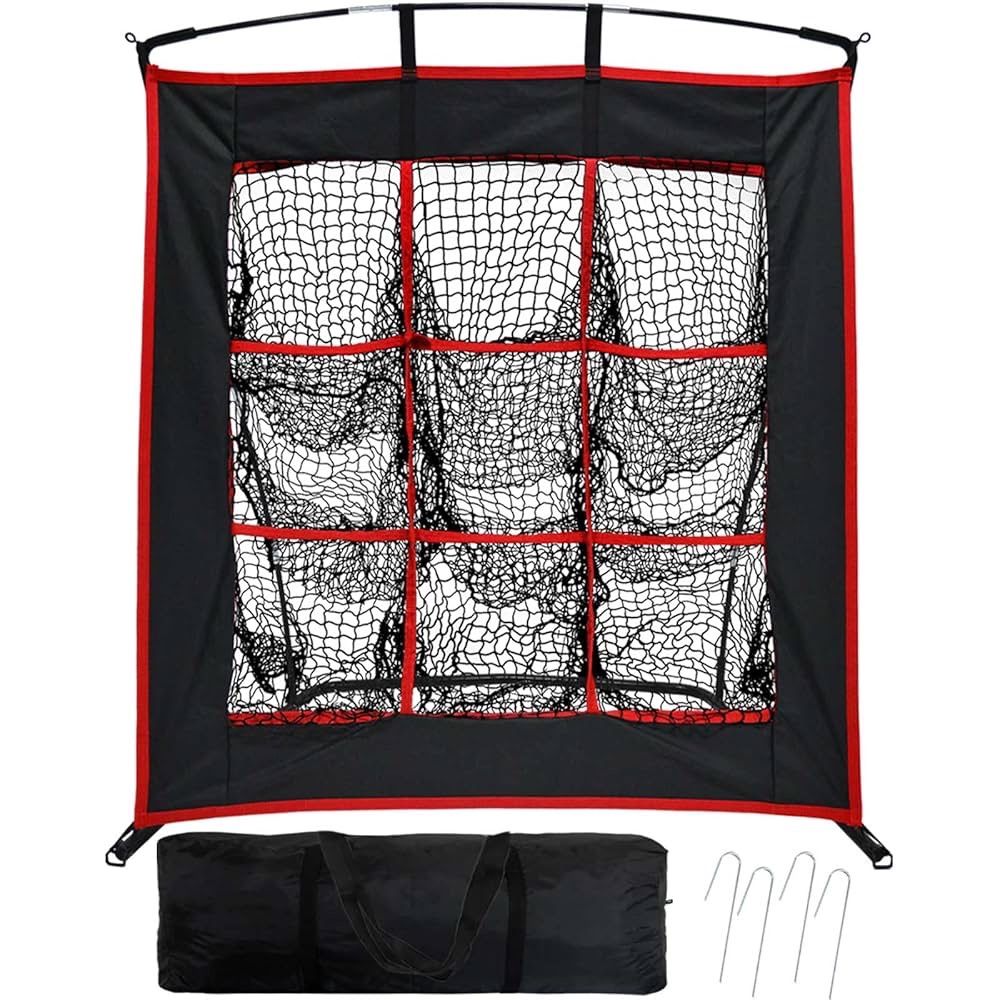 Baseball Net with 9 Targets Pockets, Baseball Pitching Target, Portable Baseball Net for Batting and