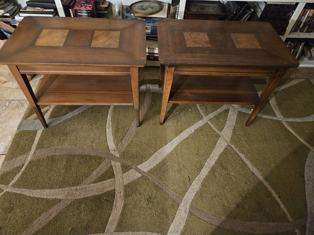 2 MCM Walnut/Burl Walnut End Tables