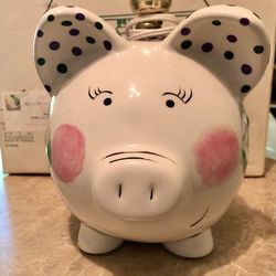 Hand Painted Ceramic Piggy Lamp