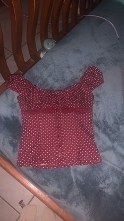 Burgundy Polka Dot Off-Shoulder Top
