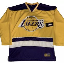 Los Angeles Lakers Purple Gold Hockey Jersey Men’s Small-Large New Embroidered