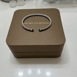 David Yurman CABLE FLEX® BRACELET S925 with 14K YG and Green Onyx, 4mm