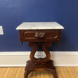 Hand Carved Mahogany Table, Italian Marble Top Circa 1(contact info removed)