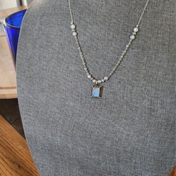 SS Moonstone Labradorite & Gray Pearl Necklace