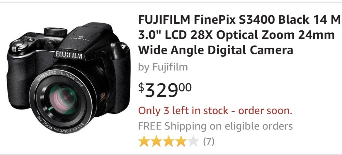 Fujifilm Finepix S3400 Digital Camera
