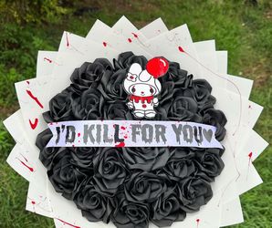 Gothic Black Rose Bouquet Horror Theme