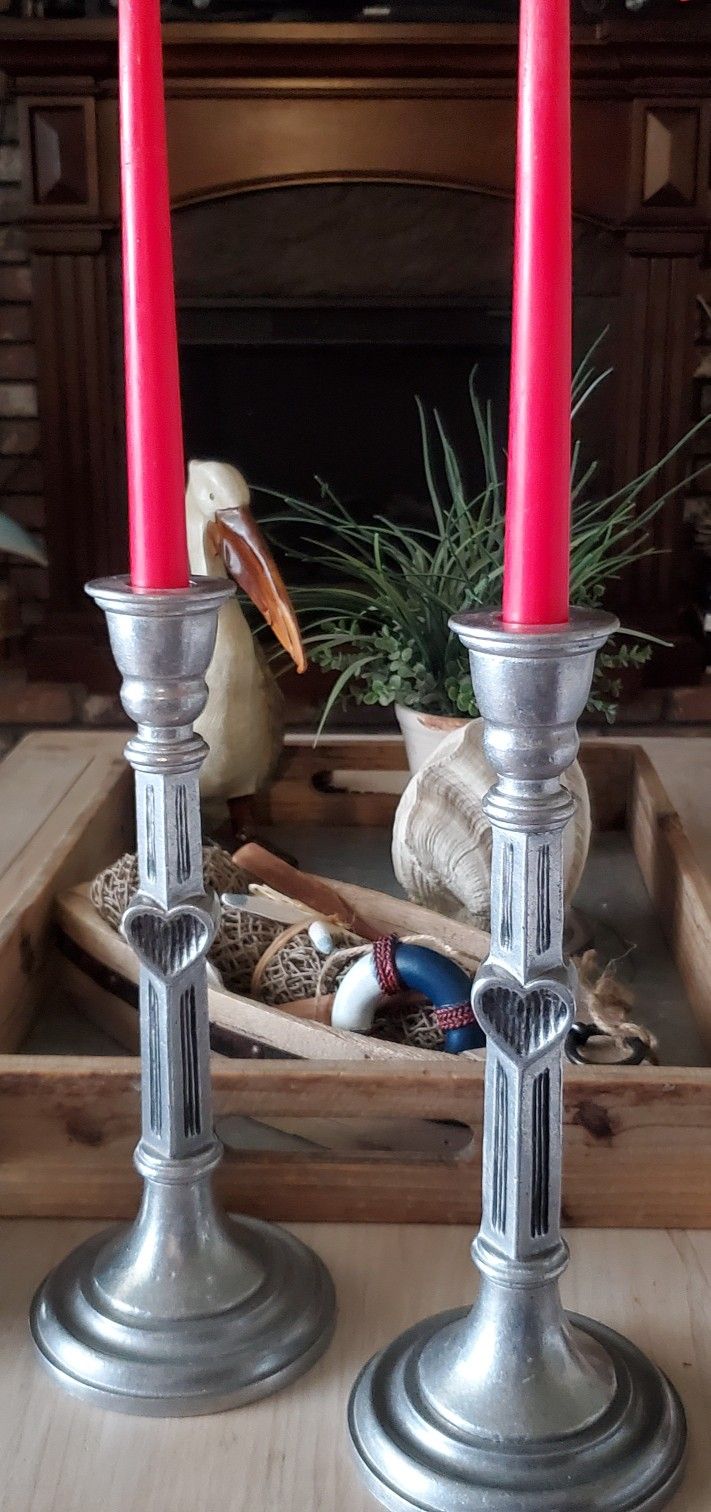 2 Heart Shaped Candle Holders Valentine's Day!