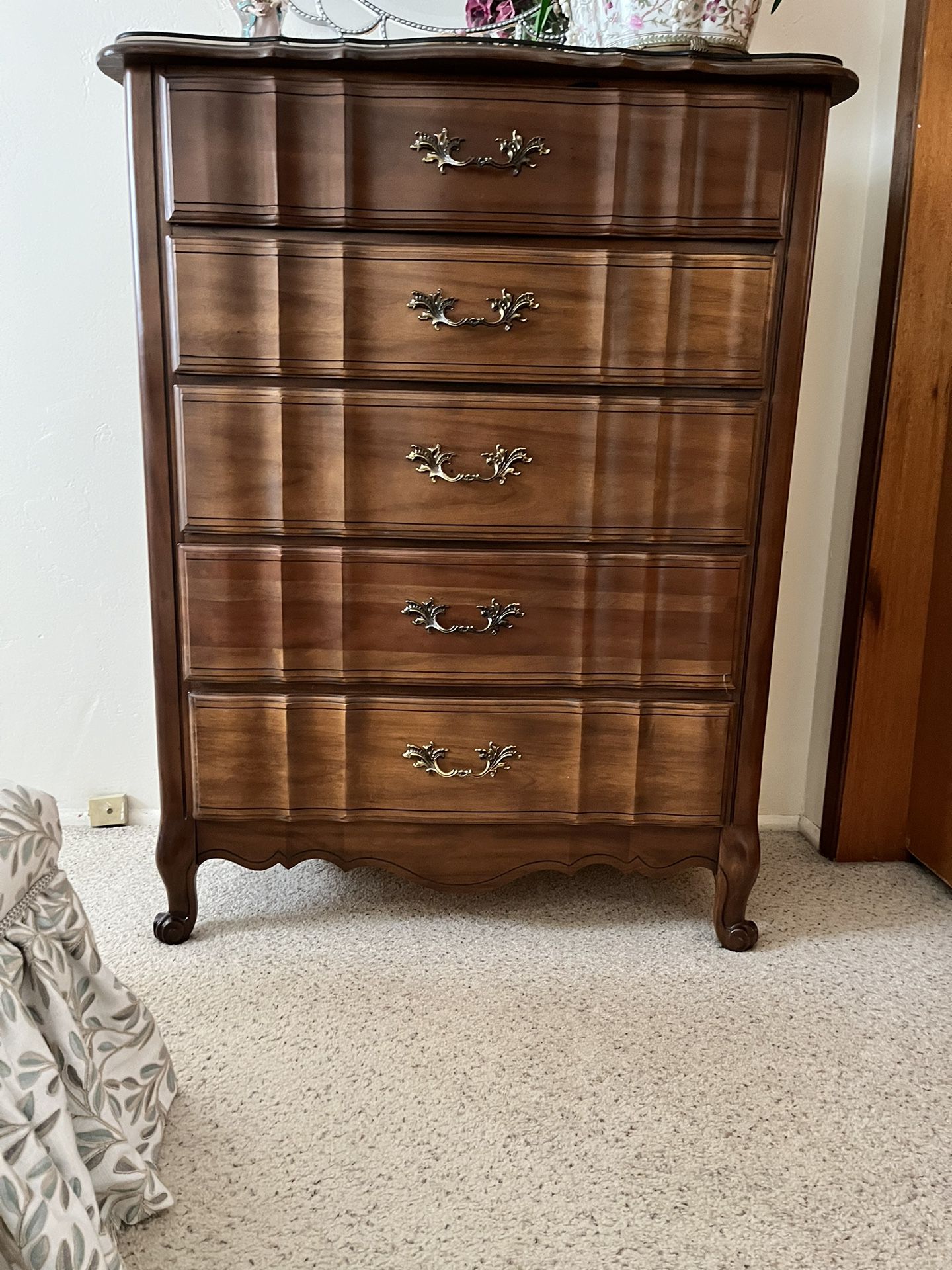Kent, Coffey French Provincial Serpentine, Fruitwood Dresser, Chest Of Drawers, Marquee