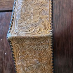 Vintage handmade Mexican  laced leather wallet
