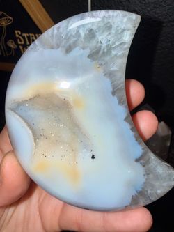 Natural Druzy Agate Crescent Moon