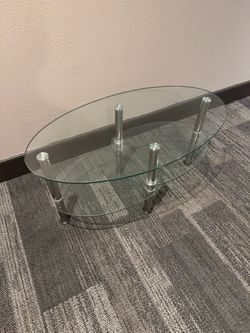 Oval Glass Coffee Table with Chrome Legs