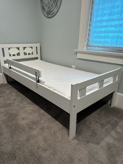 KRITTER Bed frame with slatted bed base, white