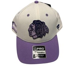 Men Men's Chicago Blackhawks Fanatics White/Purple 2022 Hockey Fights Cancer