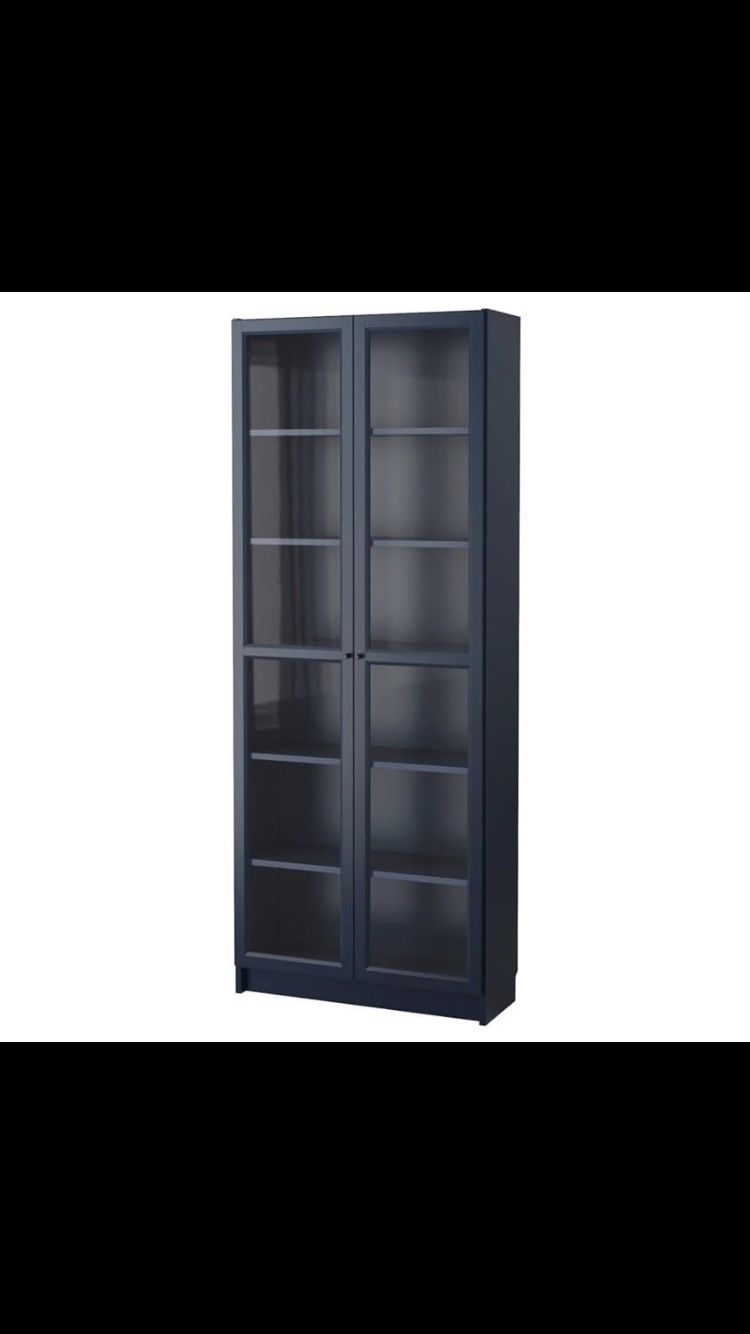 2 Billy Bookcases w Glass Doors
