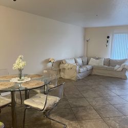 IKEA Couch And Round Dining Table