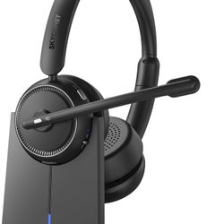 Wireless Headset with Mic for Work, Bluetooth Headset with Mic (AI Noise Canceling & Mic Mute), Wireless Headphones with USB Dongle & Charging Base fo