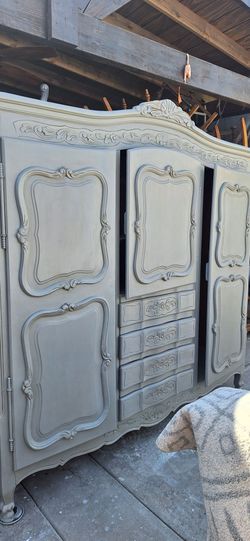 French Provincial Painted Armoire Wardrobe