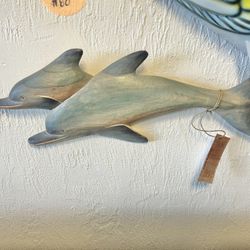 New Handcrafted Carved Dolphins 