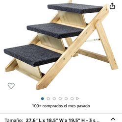 Rota MEWANG Wood Pet Stairs/Pet  Steps - Staircting mesh desk chair with adjustable height and lumbar armrests, for home, office and study, gray color