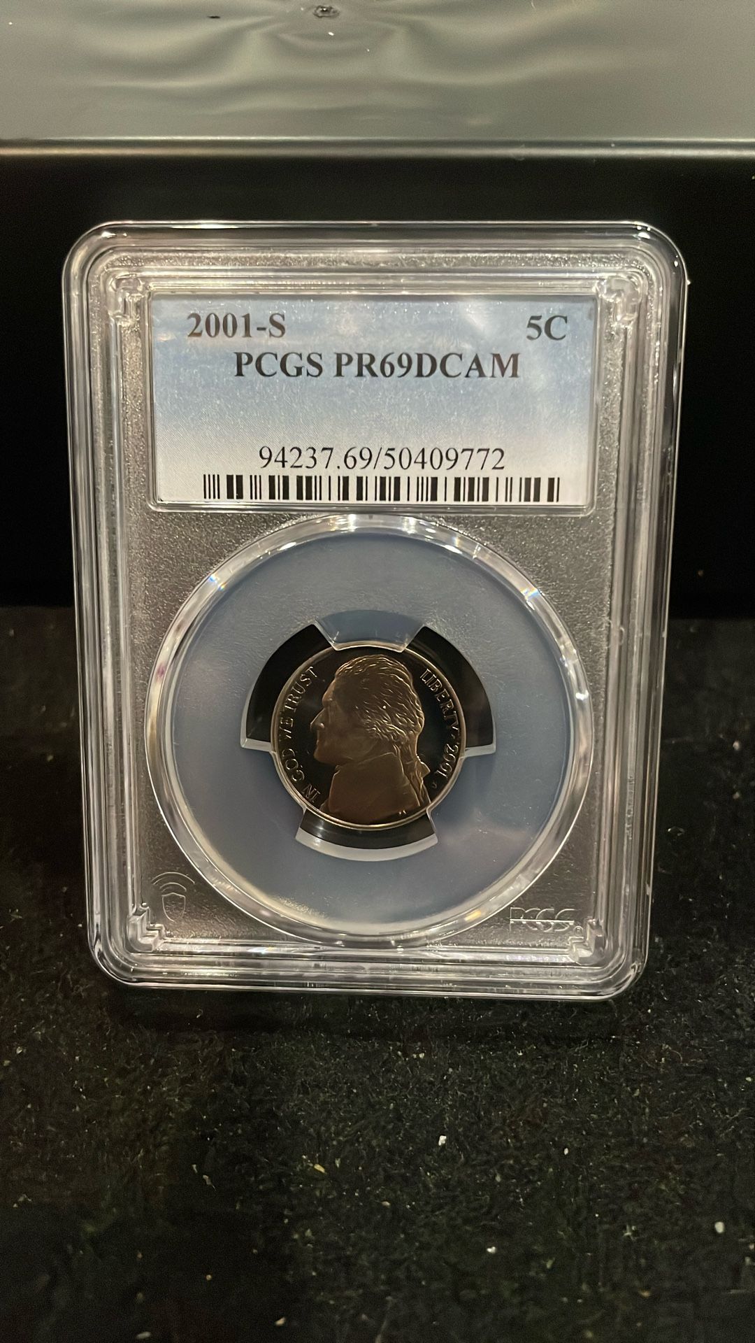 2001 S Gem Proof Jefferson Nickel Graded At PR69 With A Deep Cameo A-19