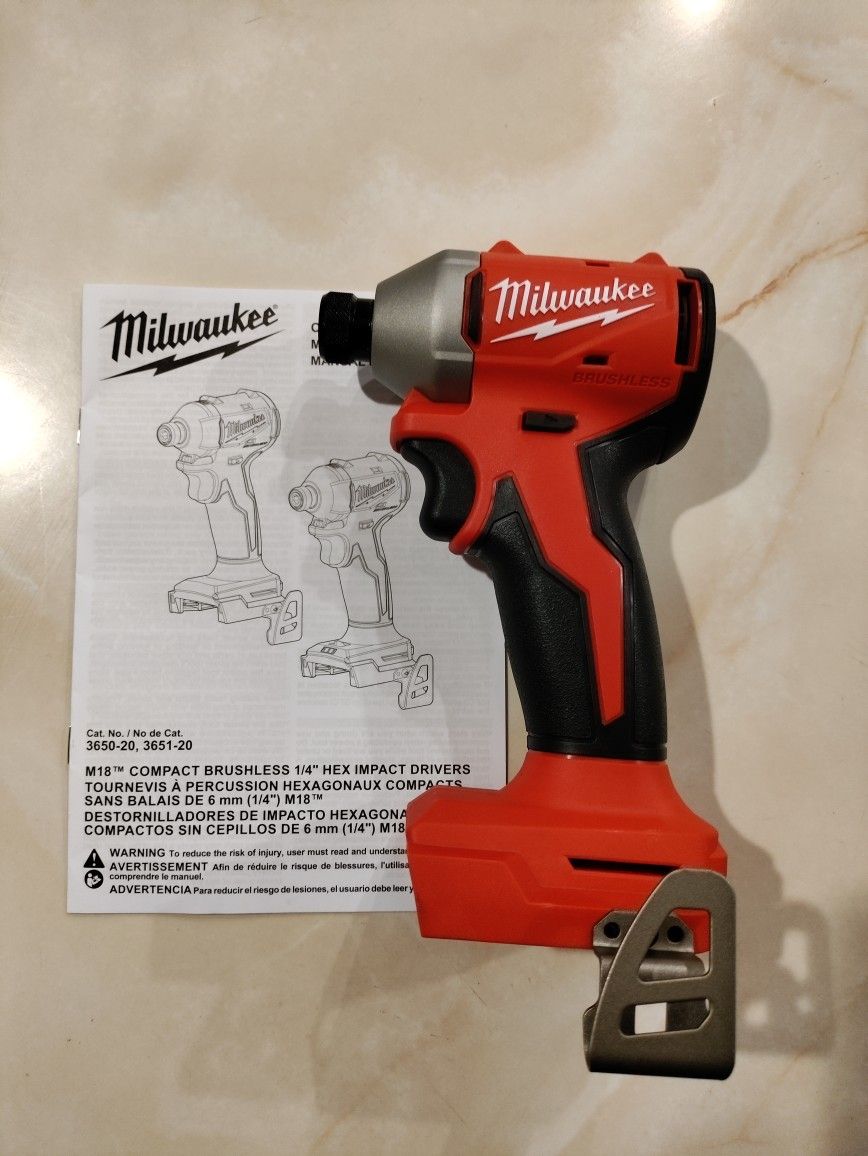 M18 Milwaukee Lithium-Ion Brushless Cordless 1/4 in. Compact Impact Driver (Tool Only)