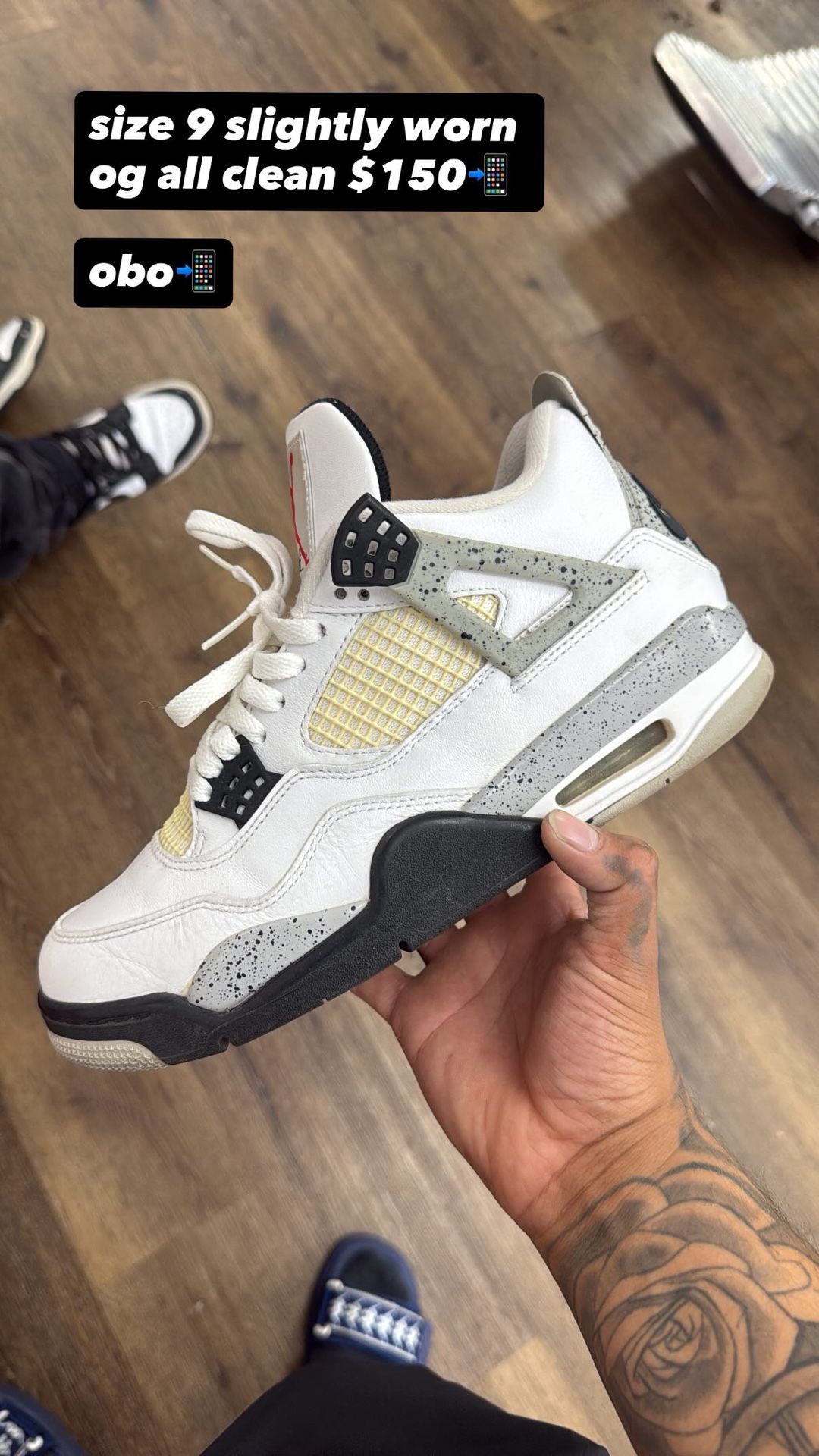 Jordan 4 Retro White Cement (size 9)